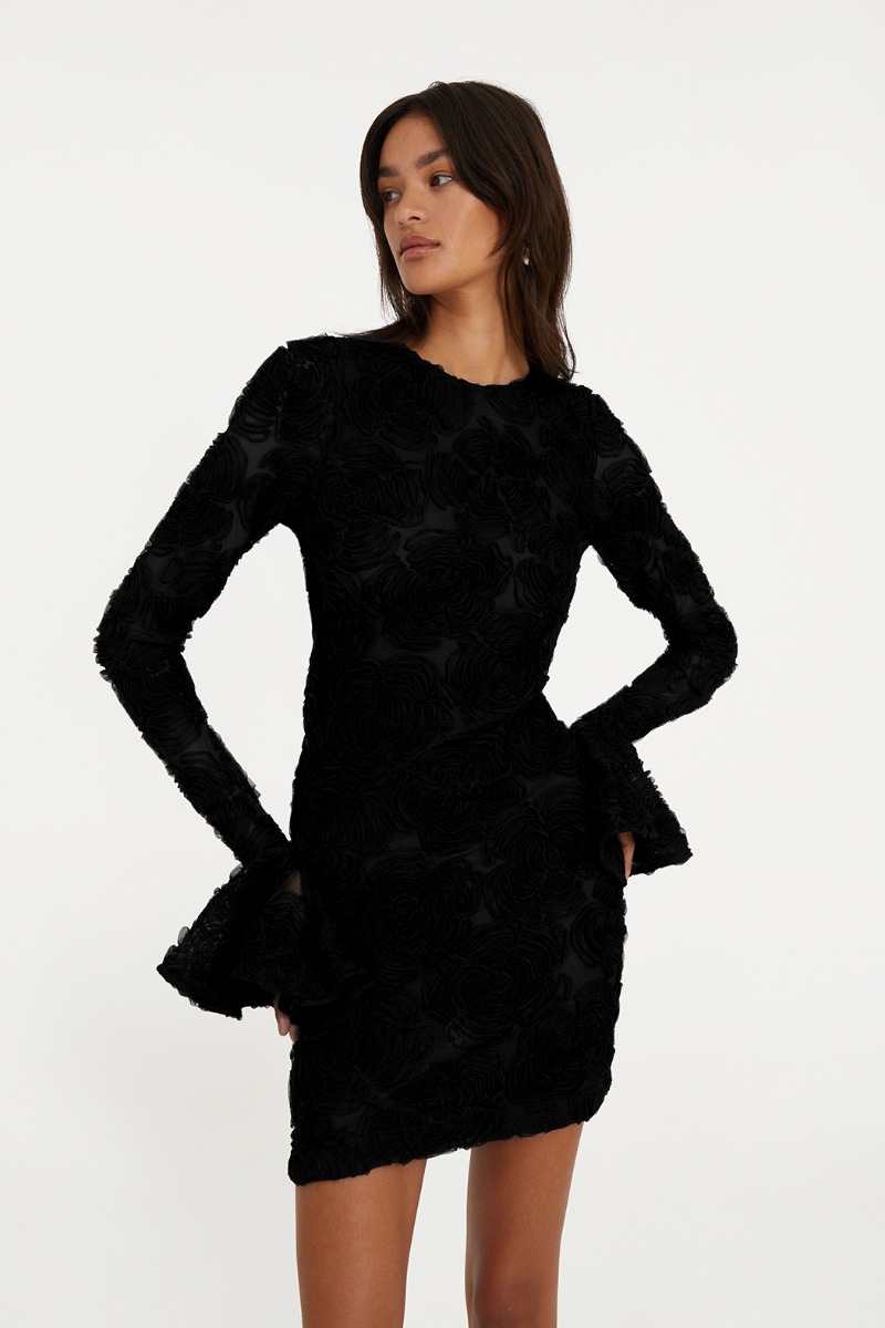 Flower Mesh Mini Dress Black - ROTATE Birger Christensen