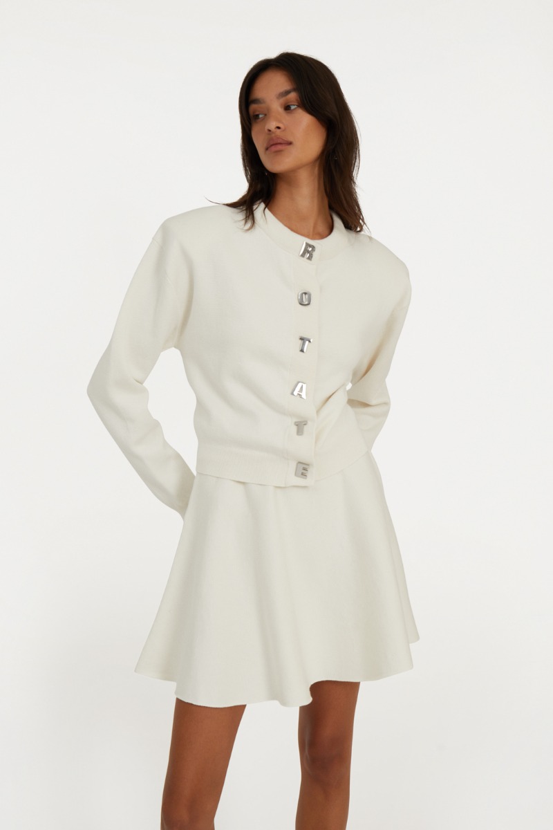 Firm Knit Mini Skirt Egret - ROTATE Birger Christensen