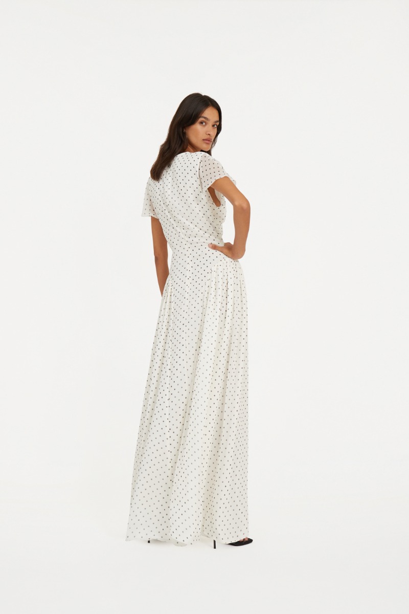 Maxi V-neck Dress Egret - ROTATE Birger Christensen