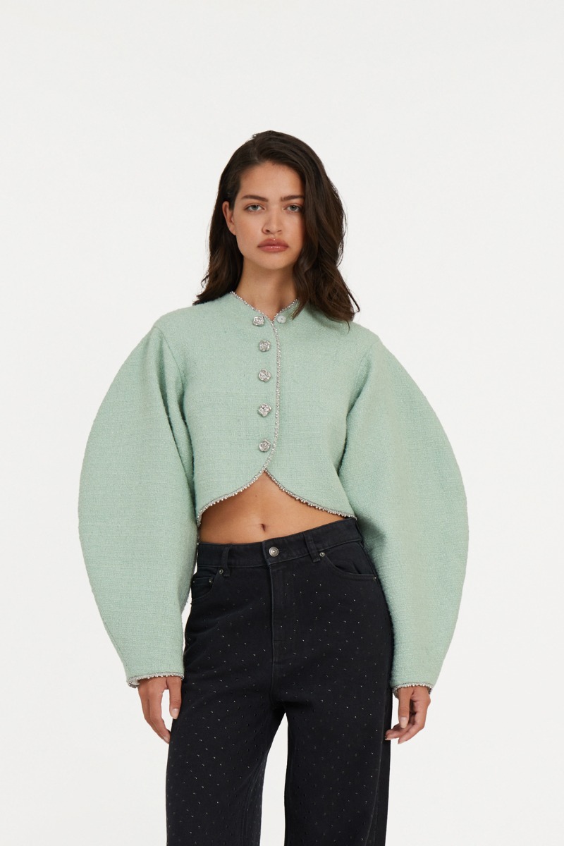Pleated Bomber Jacket Black - ROTATE Birger Christensen