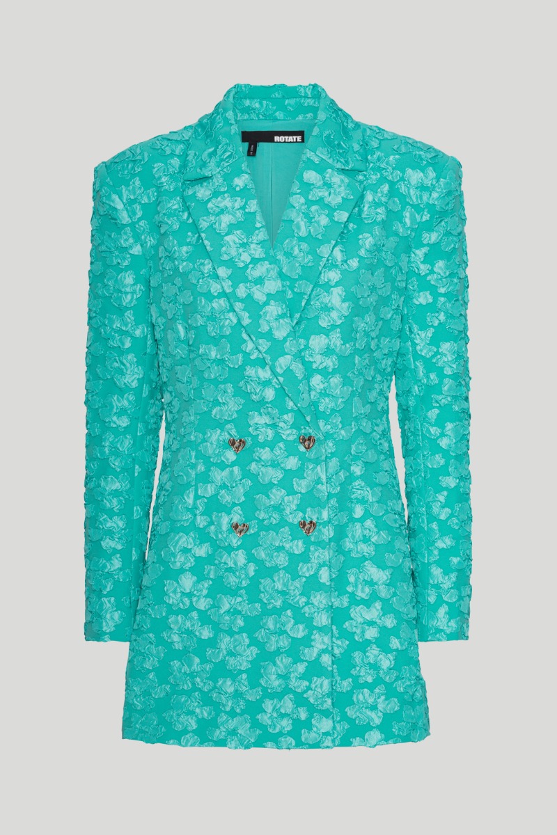 3d Jacquard Blazer Dress Turquoise | ROTATE Birger Christensen