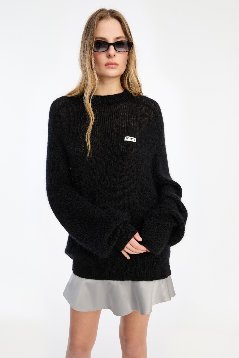 Light Knit Logo Sweater Black - ROTATE Birger Christensen