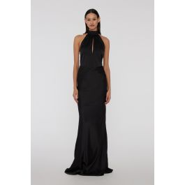 Drapy Twisted Maxi Dress Black | ROTATE Birger Christensen