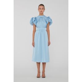 Satin Puff Midi Dress Blue | ROTATE Birger Christensen
