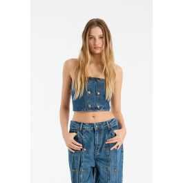 Denim Button Detail Top Blue - ROTATE Birger Christensen