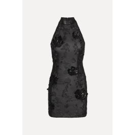 ワンピース ROTATE BIRGER CHRISTENSEN 'Flower mesh ruffle' dress Black Knit Racer Cut Dress Black - ROTATE Birger Christensen
