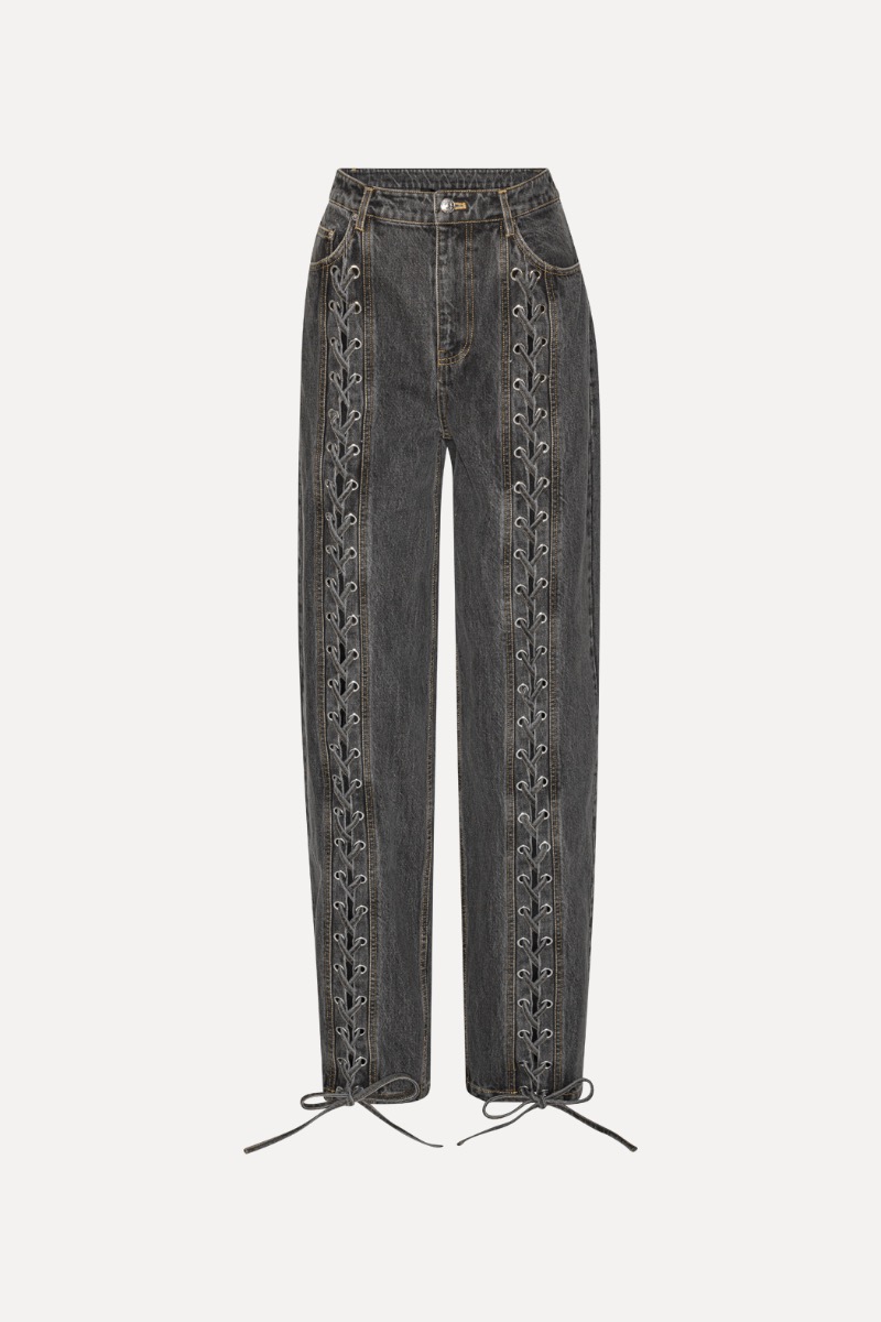 Denim Laced Leg Pants Dark Grey - ROTATE Birger Christensen