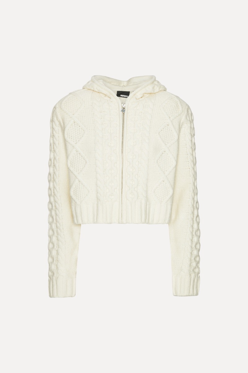 Knit Cable Zip Cardigan White - ROTATE Birger Christensen