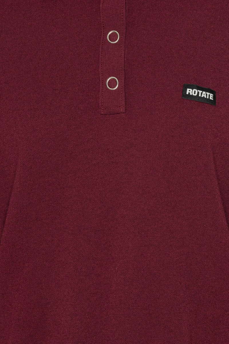 Tシャツ・カットソー ROTATE FW25 'Slinky Knit' polo shirt (1143041764 1764) Slinky Knit Polo Bordeaux - ROTATE Birger Christensen