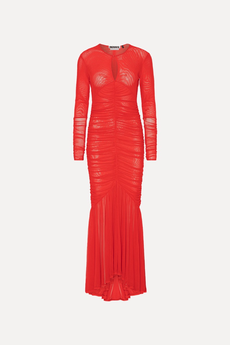ROTATE ロテート ワンピース Mesh midi dress996743 Rotate Mesh Midi Dress - High Risk Red – The Frankie Shop