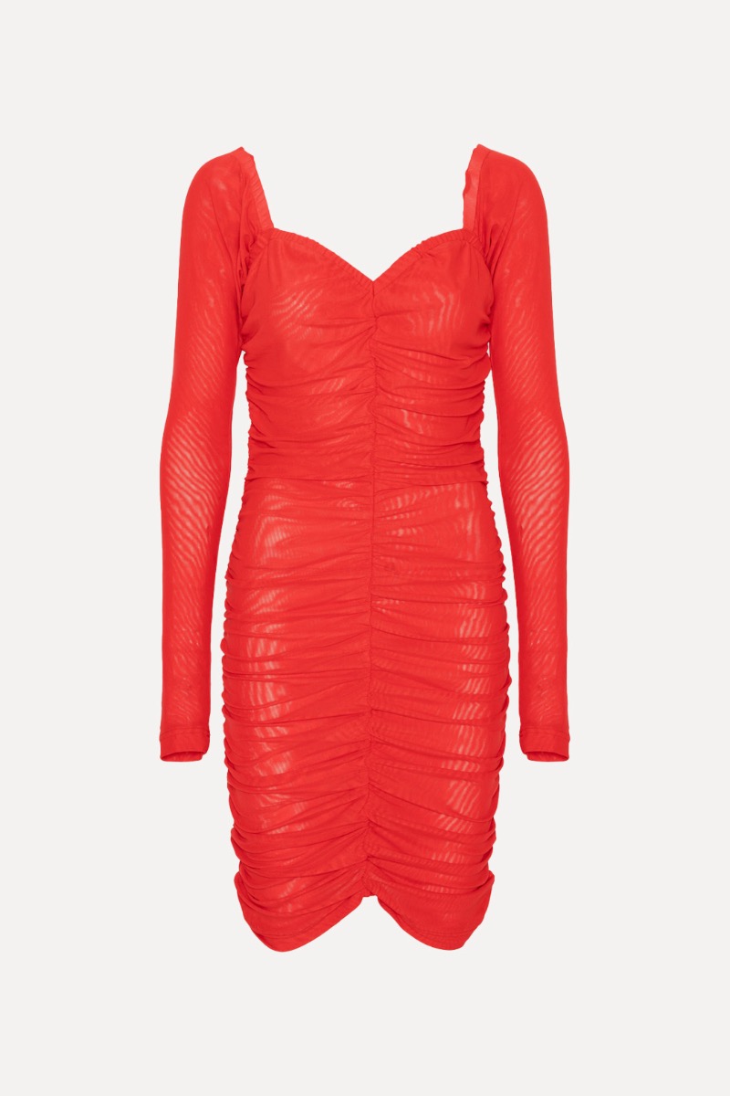 Mesh LS Mini Dress Red - ROTATE Birger Christensen Mesh LS Mini Dress Red - ROTATE Birger Christensen