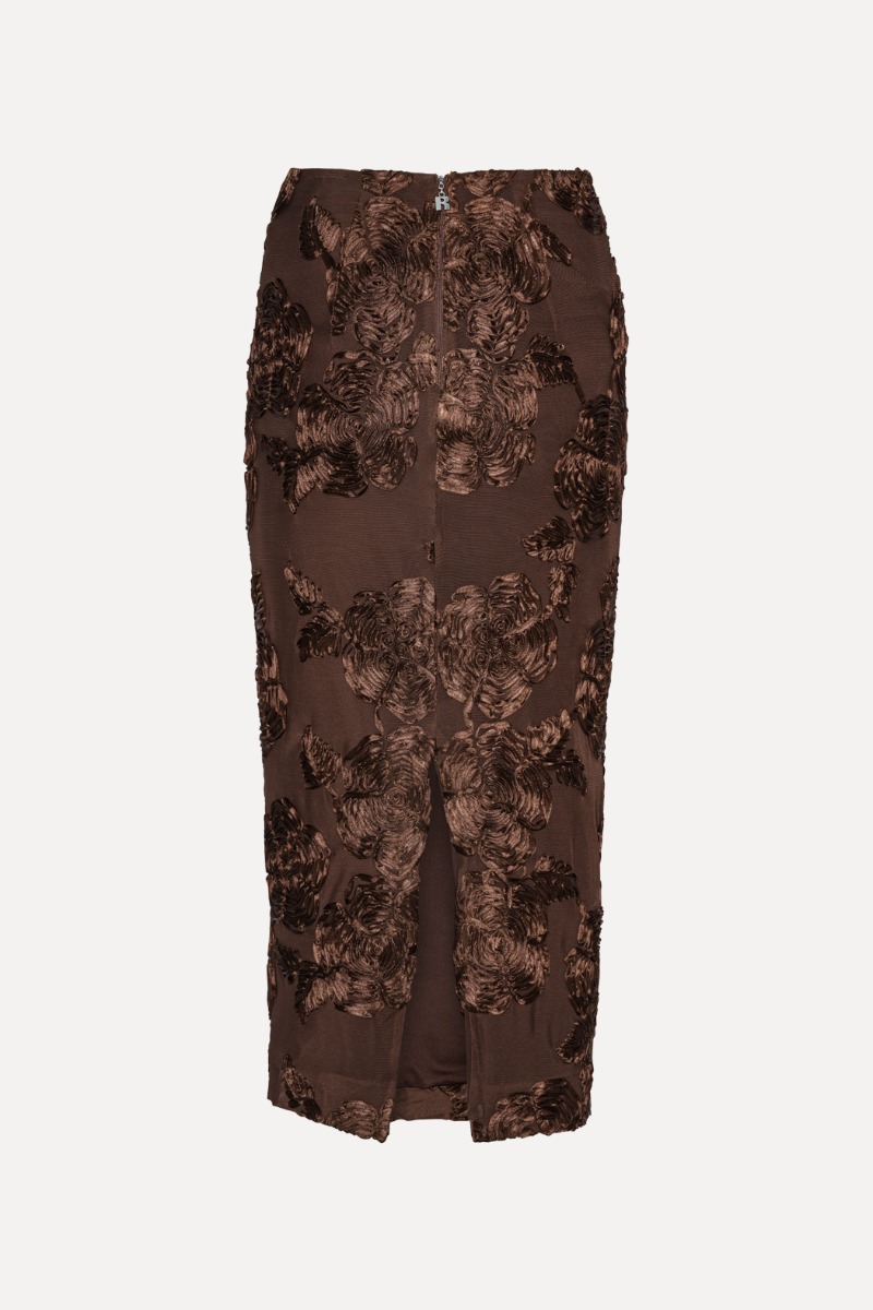Flower Mesh Pencil Skirt Dark Brown - ROTATE Birger Christensen Flower Mesh Pencil Skirt Dark Brown - ROTATE Birger Christensen