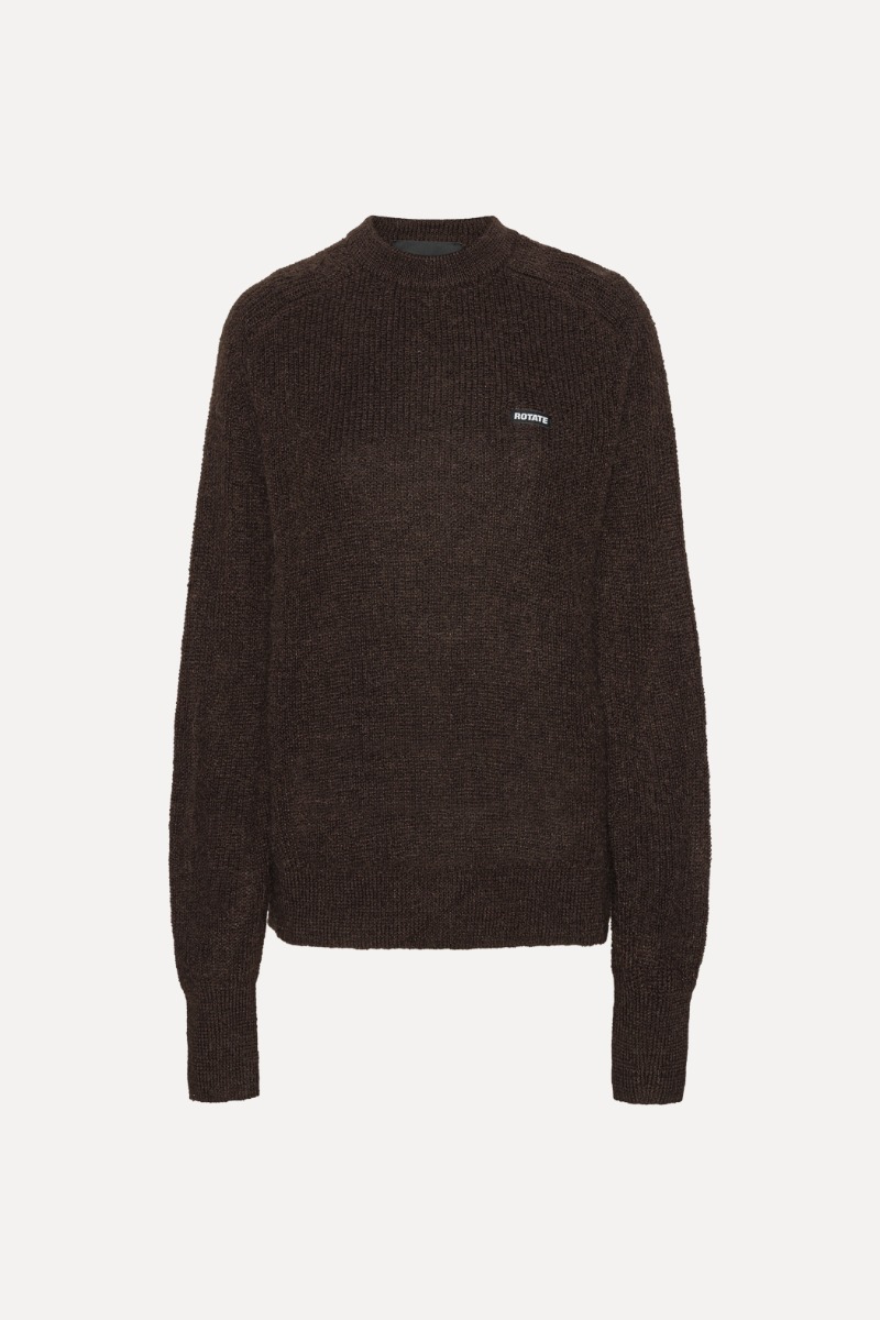 Light Knit Logo Sweater Dark Brown - ROTATE Birger Christensen