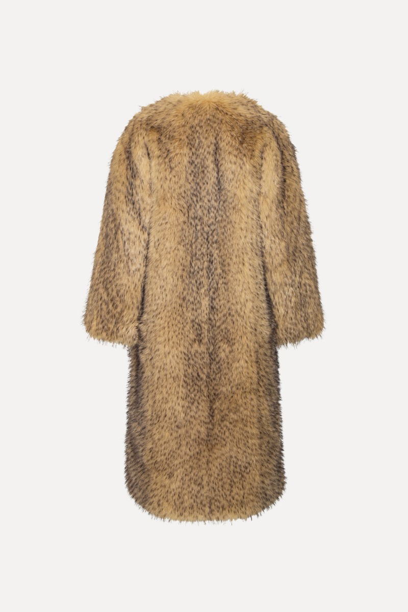 Faux Fur Long Coat Beige - ROTATE Birger Christensen