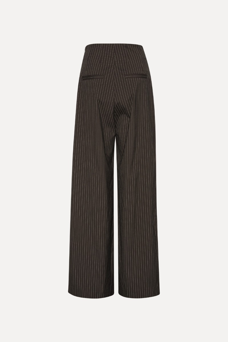 Pinstripe Wide Leg Pants Dark Brown ROTATE Birger Christensen
