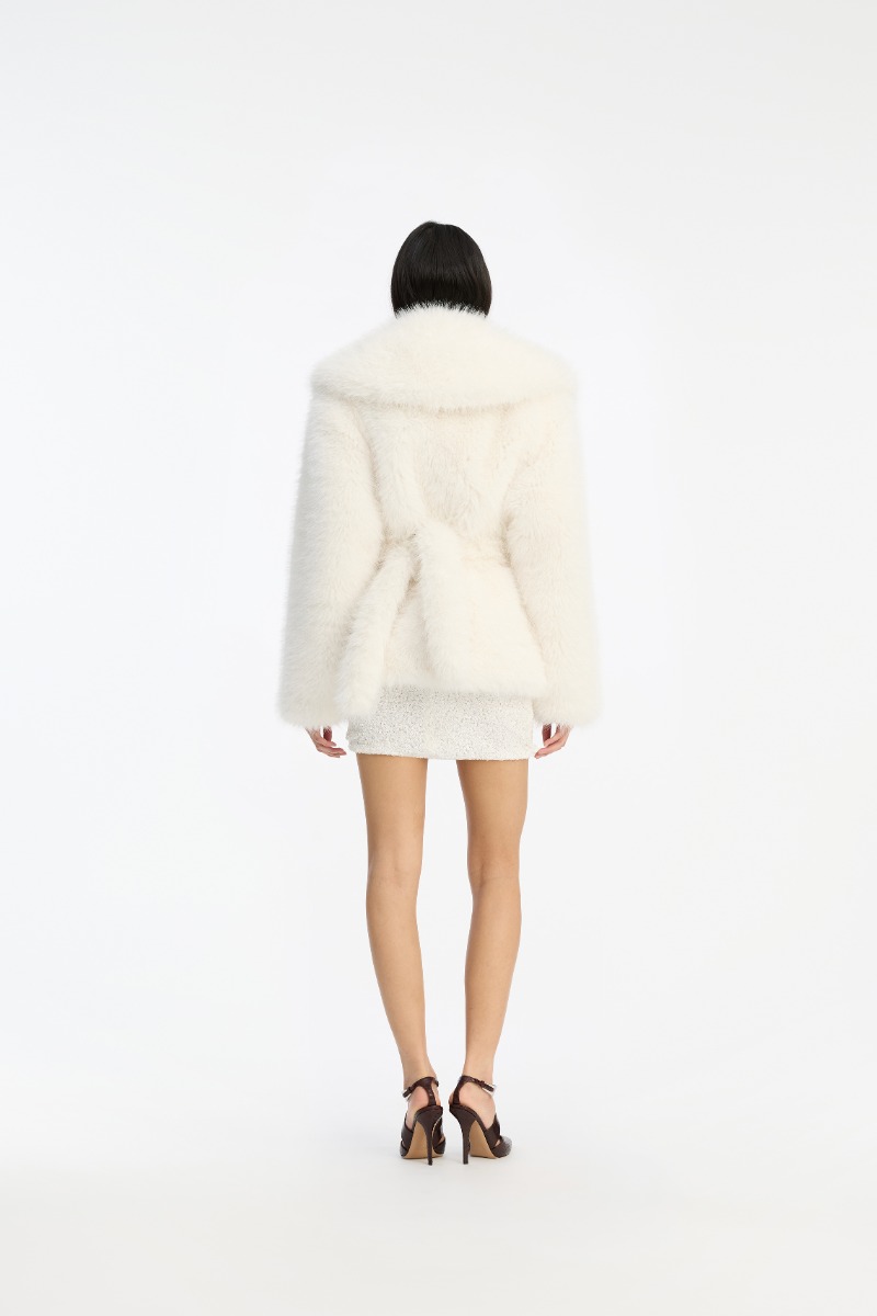 Faux Fur Short Jacket White - ROTATE Birger Christensen