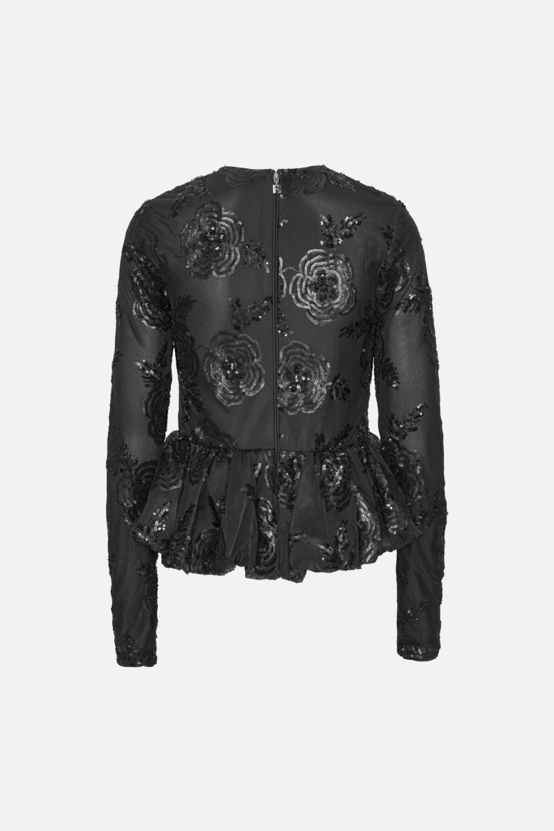 Sequins Ls Bubble Top Black - ROTATE Birger Christensen