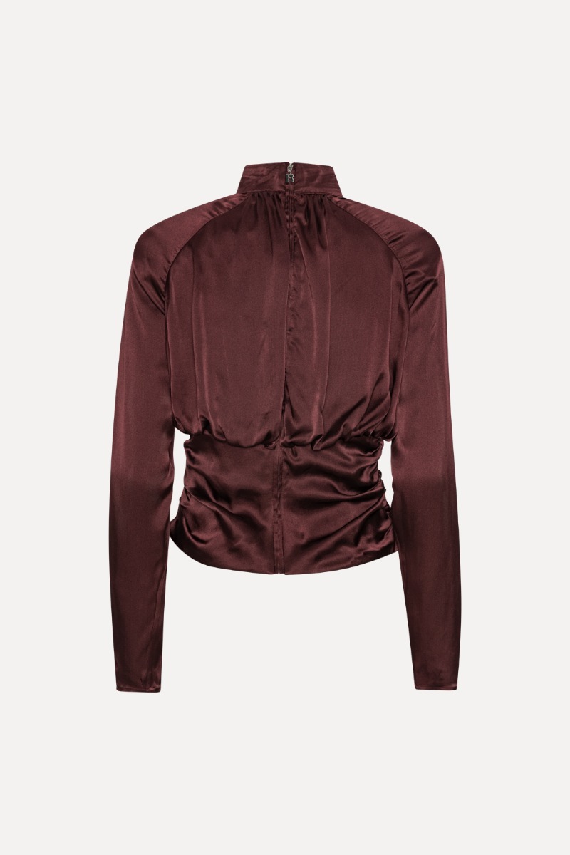 Ls Ruched Silk Top Burgundy - ROTATE Birger Christensen