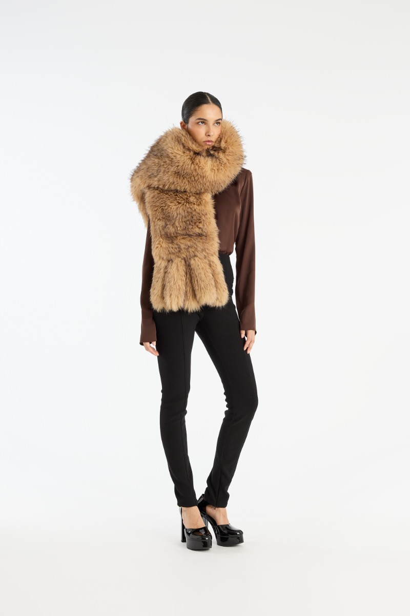 Printed Faux Fur Coat Black Print - ROTATE Birger Christensen