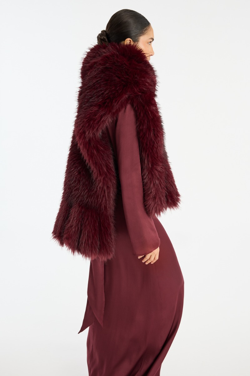 Faux Fur Scarf Burgundy - ROTATE Birger Christensen