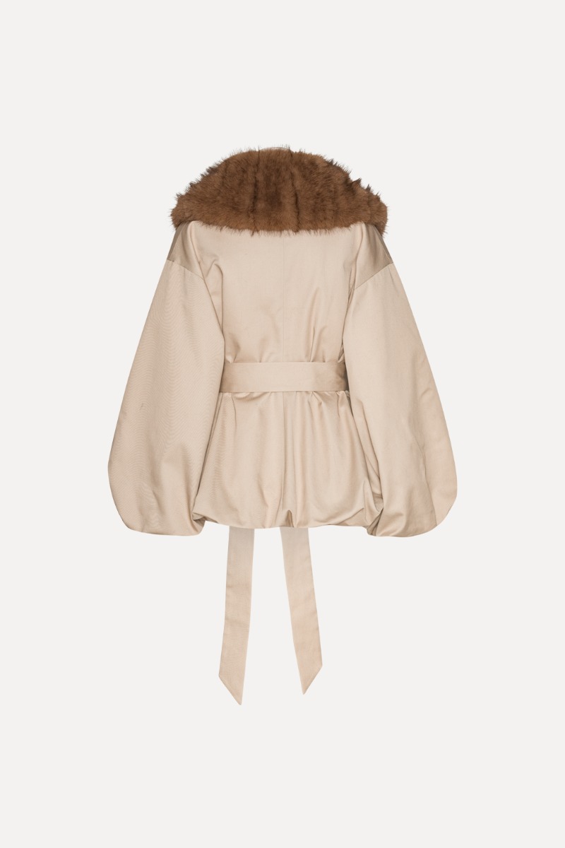 Faux Fur Collar Jacket Beige - ROTATE Birger Christensen