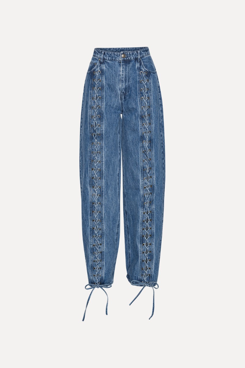 Denim Laced Leg Pants Dark Grey - ROTATE Birger Christensen