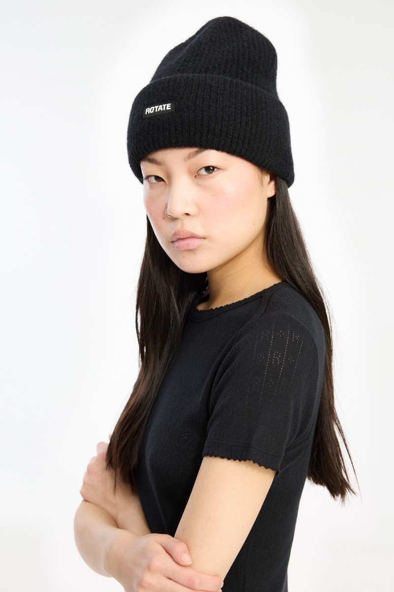Rib Knit Beanie White - ROTATE Birger Christensen