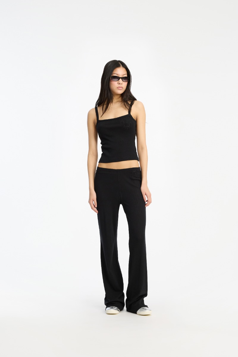 Poplin Tapered Pants Striped Black - ROTATE Birger Christensen