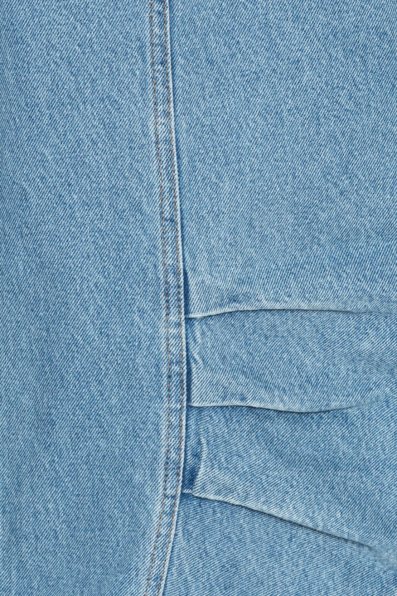 RONRON RIBBON PRINTED DENIM HALF PANTS LIGHT BLUE RR24BPT354