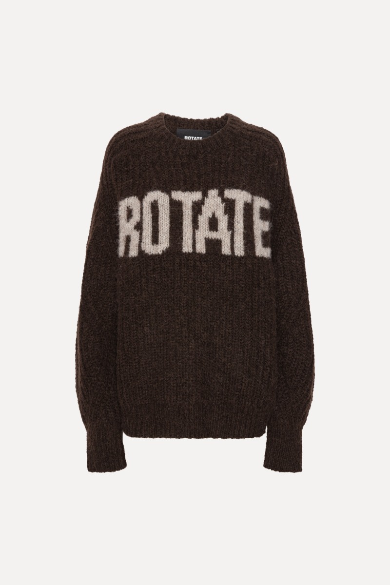 Knitted Logo Sweater Dark Brown - ROTATE Birger Christensen