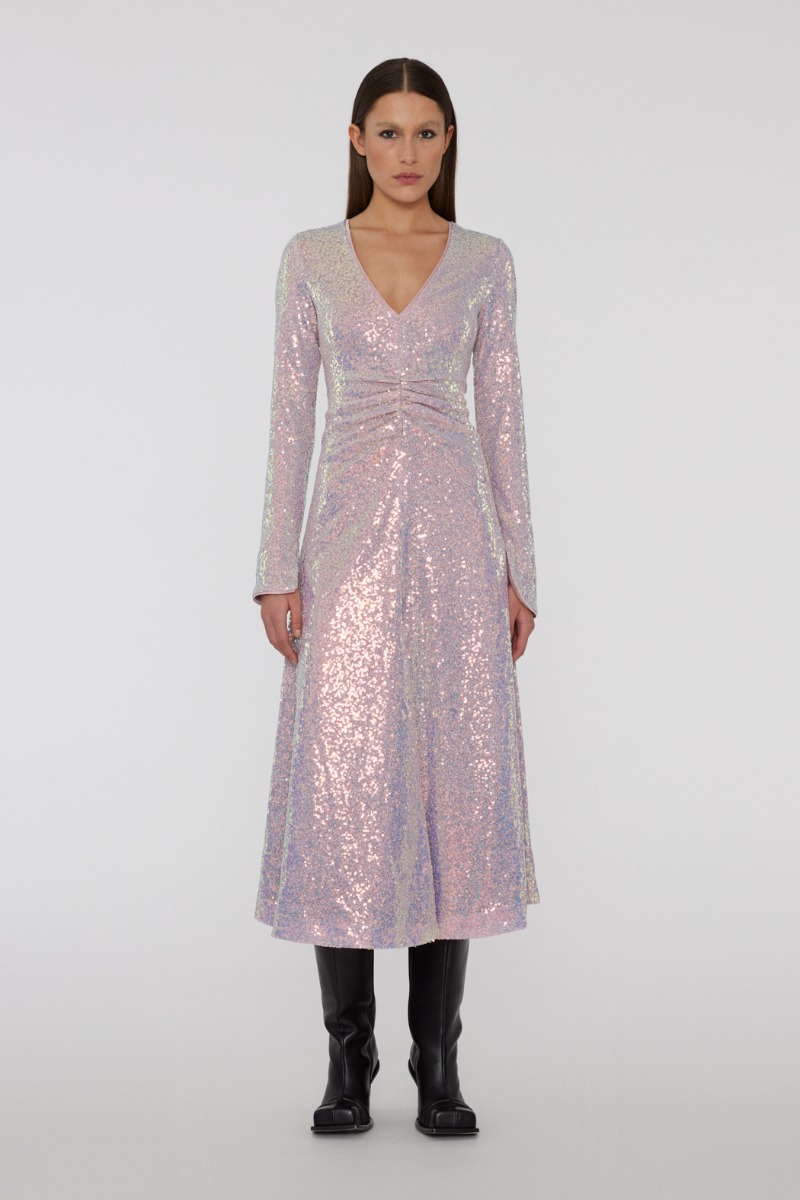 Sequin Midi Dress Soft Pink | ROTATE Birger Christensen