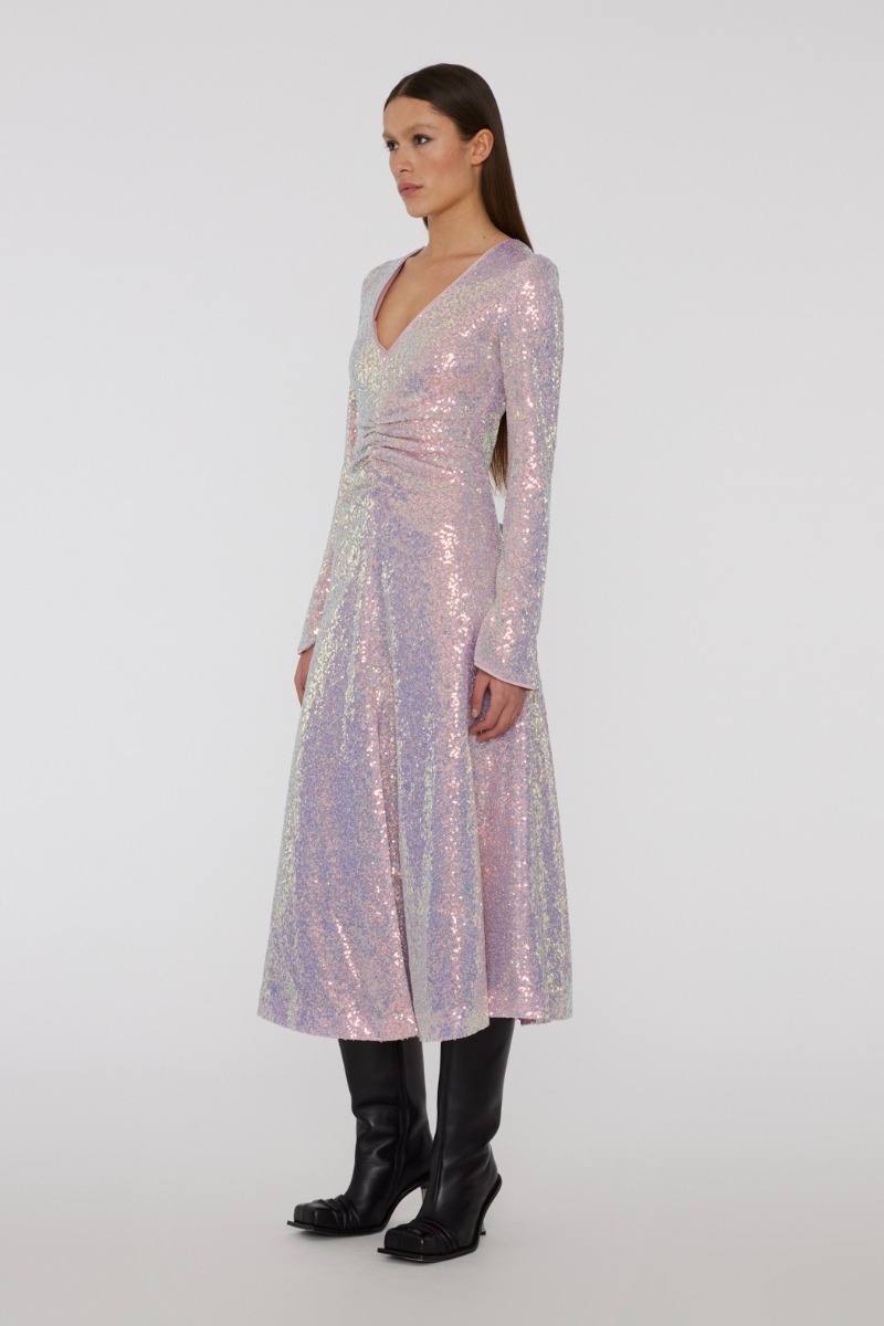Sequin Midi Dress Soft Pink | ROTATE Birger Christensen