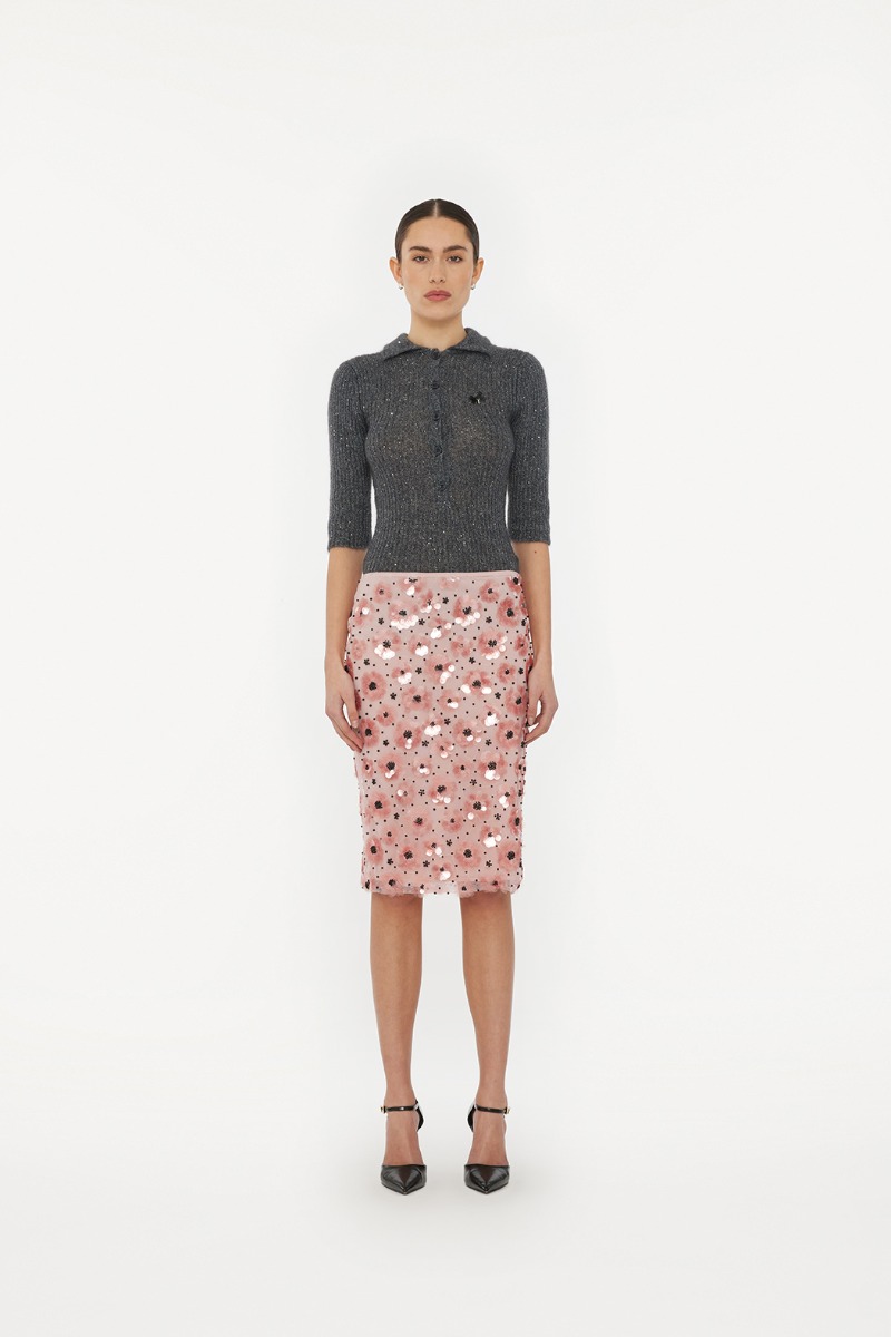 Sequins Pencil Skirt Light Pink ROTATE Birger Christensen