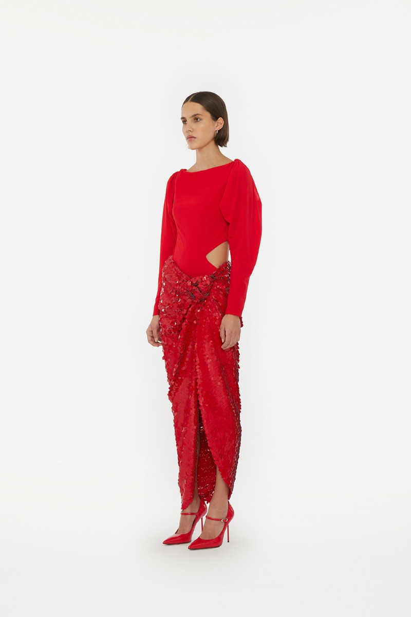 Assymetric Sequin Skirt Red ROTATE Birger Christensen