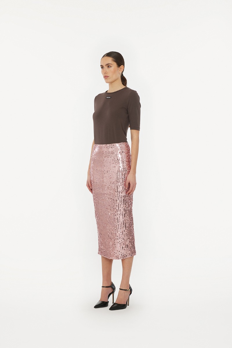 Sequins Pencil Skirt Light Pink