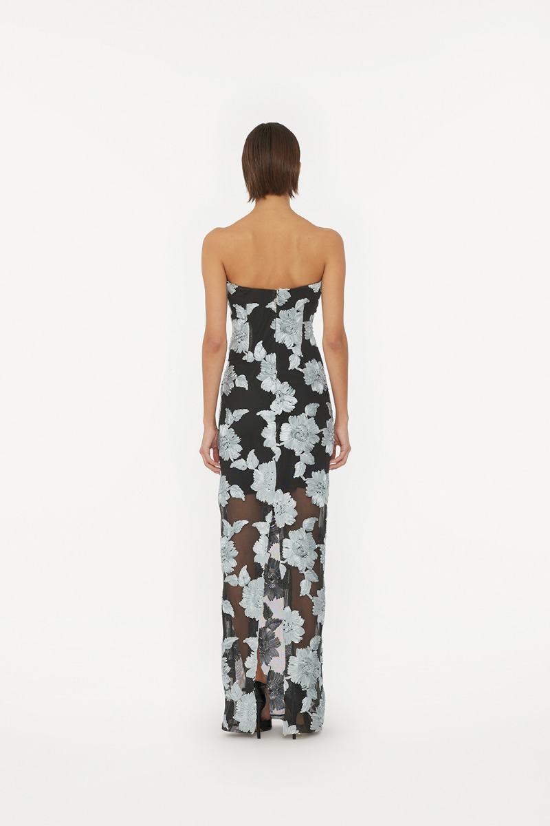 Flower Mesh Tube Dress Grey Print - ROTATE Birger Christensen