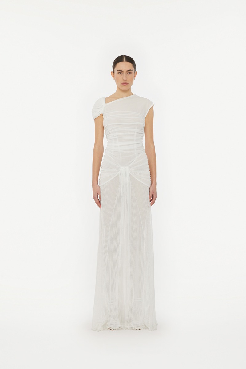 Satin Pearl Corset Dress White - ROTATE Birger Christensen