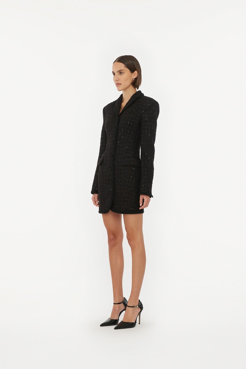 Boucle Blazer Dress Black ROTATE Birger Christensen