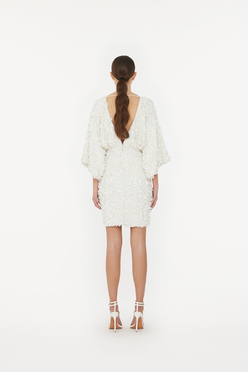 Wide Sleeve Dress White - ROTATE Birger Christensen