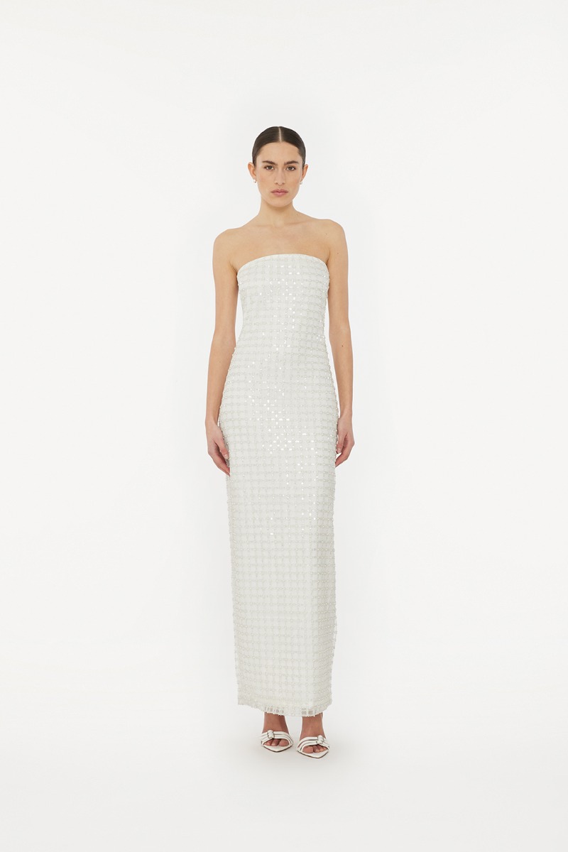 Maxi Halterneck Dress White - ROTATE Birger Christensen