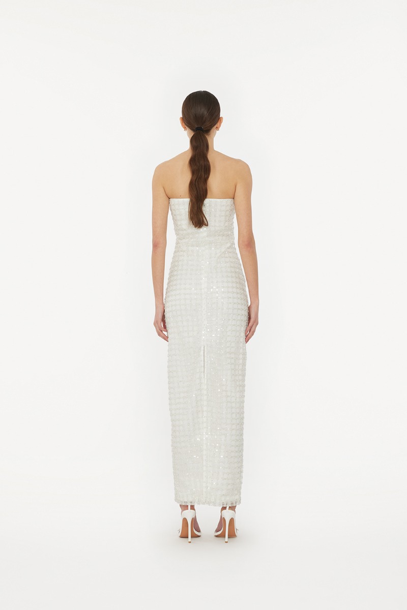Beaded Maxi Tube Dress White - ROTATE Birger Christensen