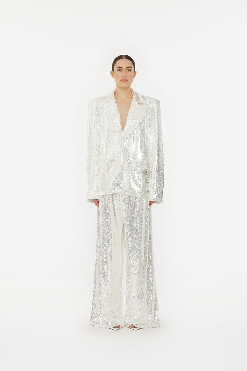 Low Waist Wide Leg Pants White - ROTATE Birger Christensen