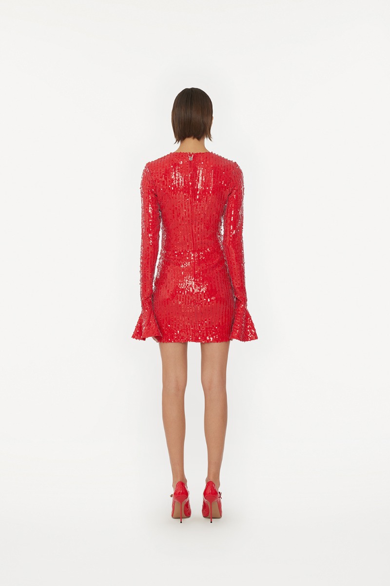 新作商品 Red Dress Mini Ls Sequins - Christensen Birger ROTATE ワンピース