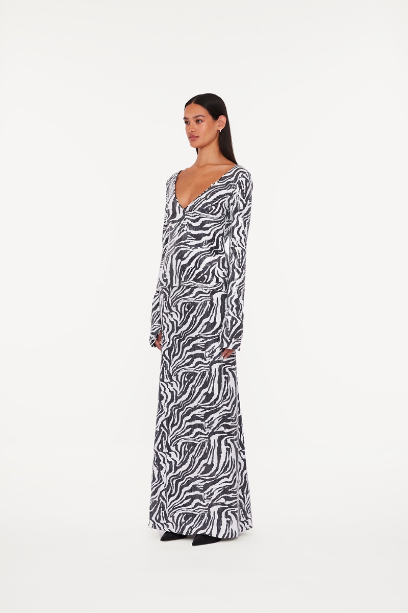 Sequins Maxi Skirt Zebra Print ROTATE Birger Christensen