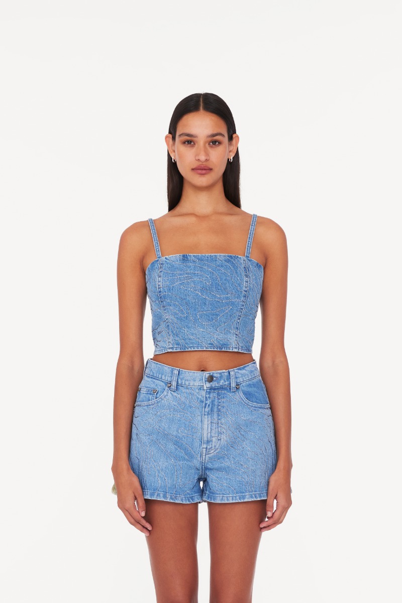 Mini Patchwork Skirt Blue Denim - ROTATE Birger Christensen