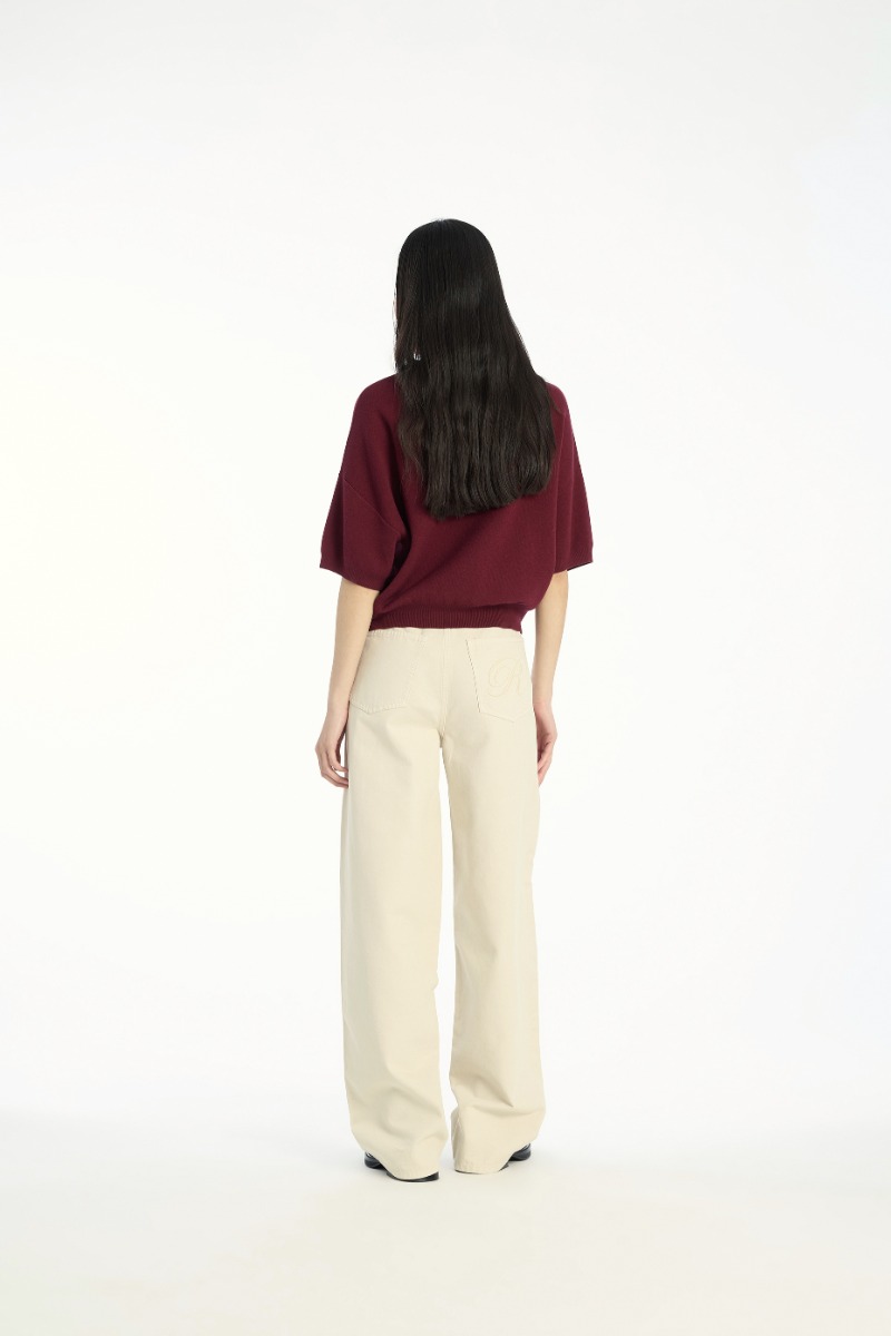 Tシャツ・カットソー ROTATE FW25 'Slinky Knit' polo shirt (1143041764 1764) Slinky Knit Polo Striped Beige - ROTATE Birger Christensen