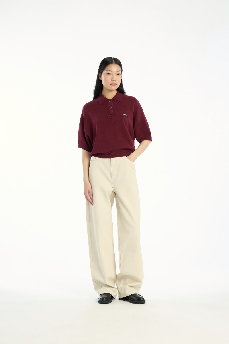 パンツ ROTATE BIRGER CHRISTENSEN 'Mid Waisted Piping' pants Mid Waisted Piping Pants Bordeaux - ROTATE Birger Christensen