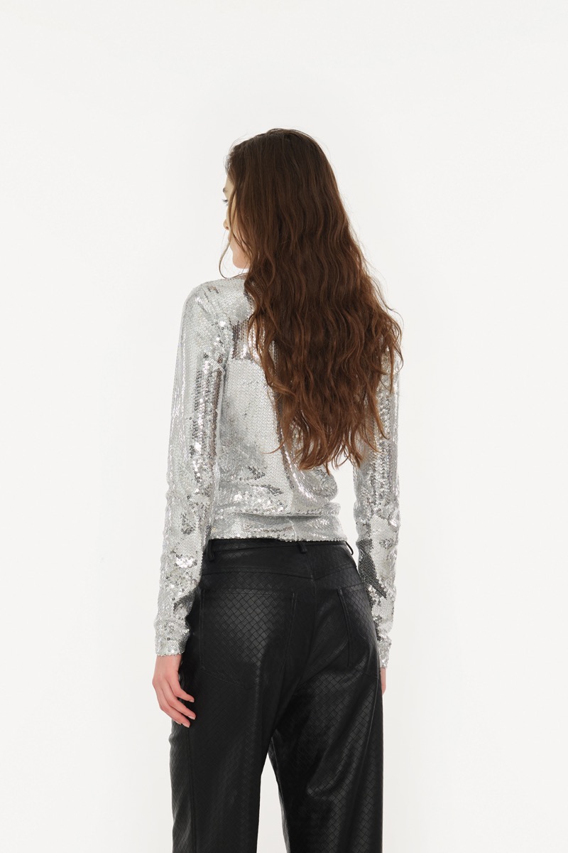 Black and silver sequin top discount