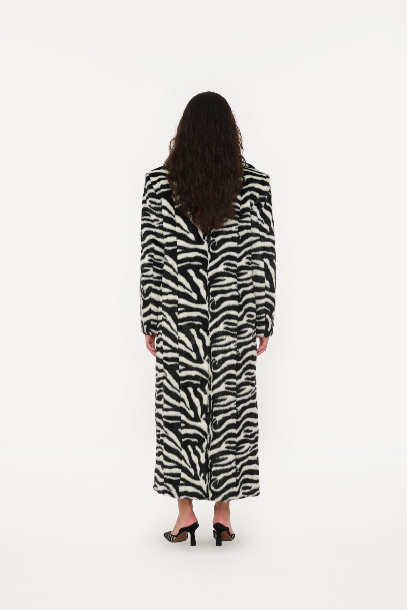 Fluffy Clasp Coat Zebra Print - ROTATE Birger Christensen