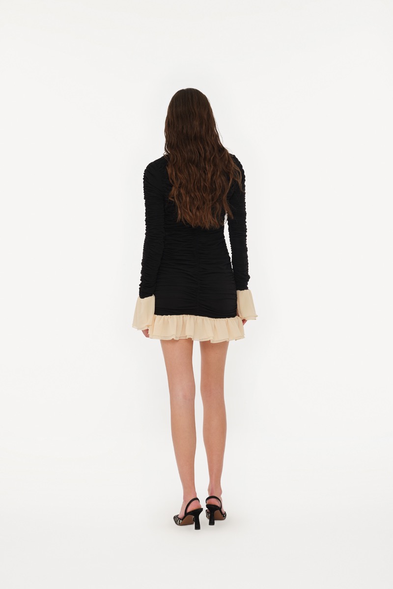 Mini Ruched Ls Dress Black - ROTATE Birger Christensen